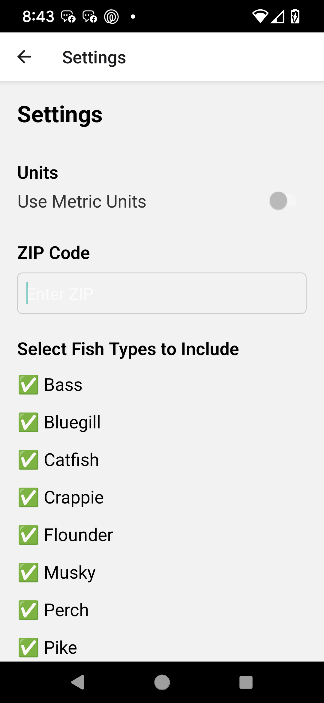 Settings Screen